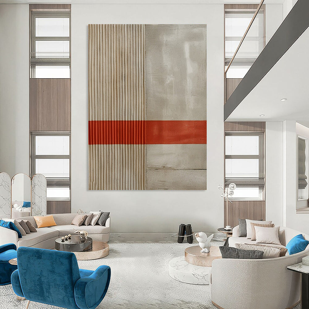 “Beige - Gray Minimalist Lines” - Minimalist Abstract Painting On Canvas DS007