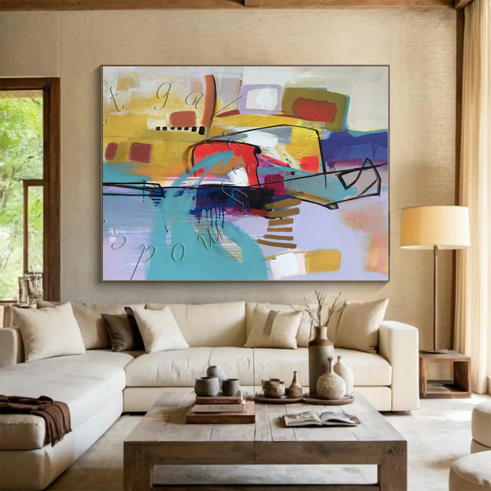Vibrant Abstract Forms, "Color Carnival" – Abstract Expressionist Painting On Canvas PS0889