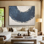 “Textured Blue Crescent” - Textured Abstract Painting On Canvas PS0427