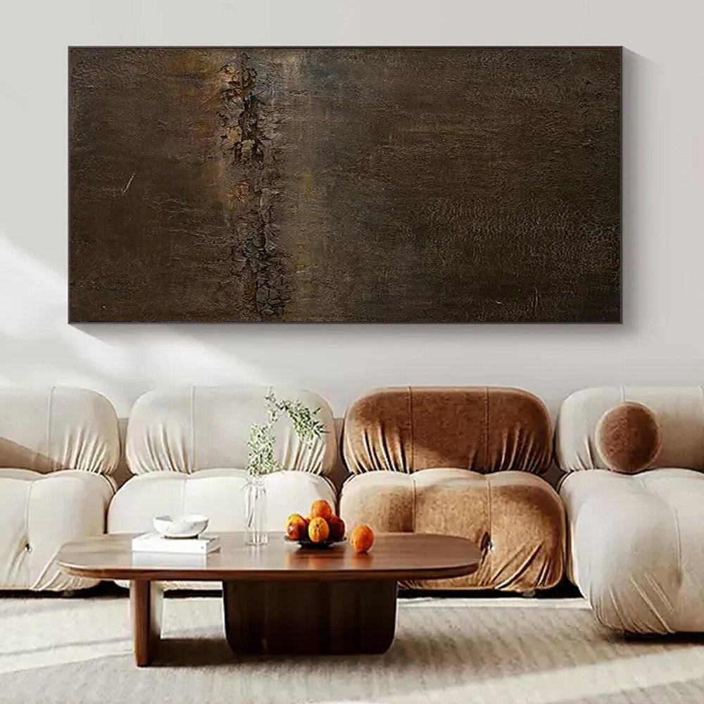 Deep Brown Crackled, "Ancient Earth" – Textured Abstract Painting On Canvas PS0946