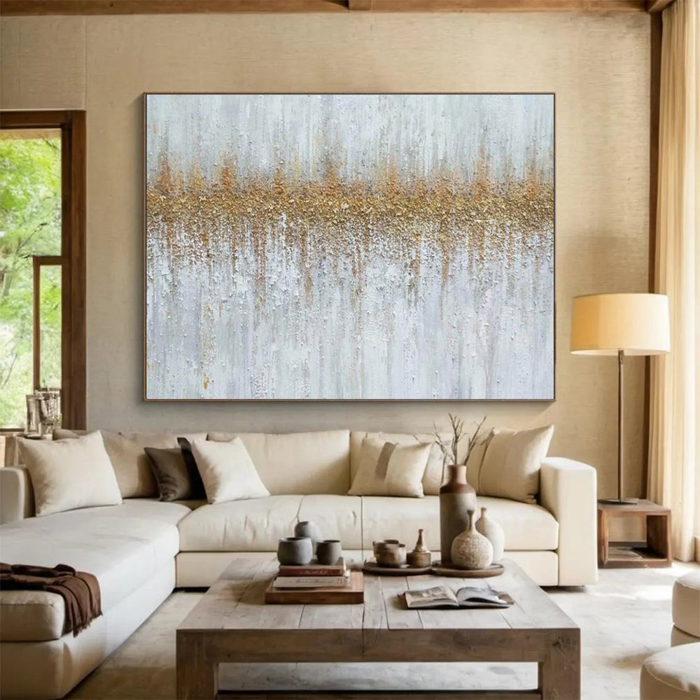 “White - Gold Textured Elegance” Painting On Canvas DKS302