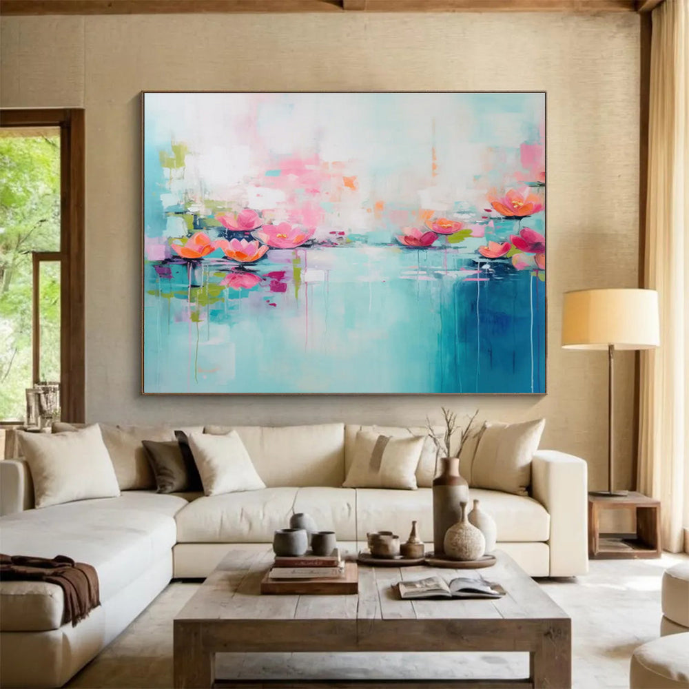 “Impressionistic Water Lily Dream” - Abstract Floral Painting On Canvas DKS493