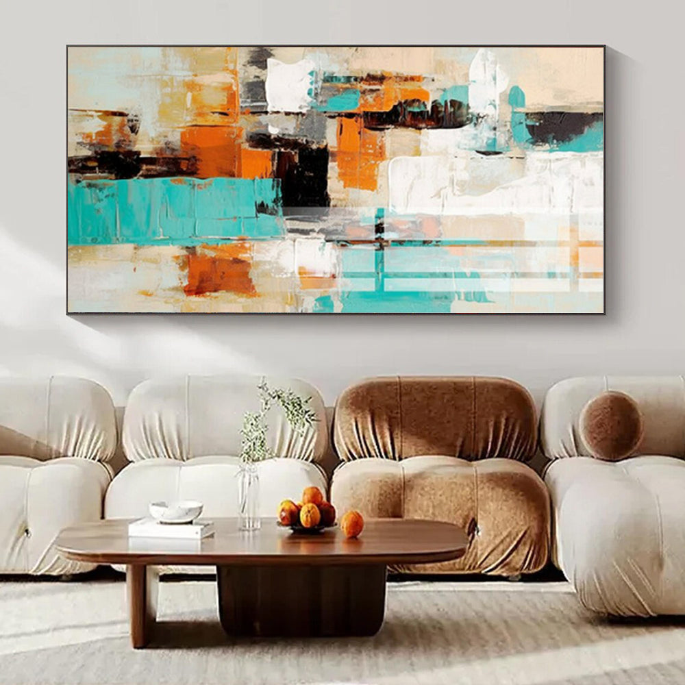 Bold Colors with Abstract Blocks "Color Block Symphony" Abstract Painting On Canvas PS1272