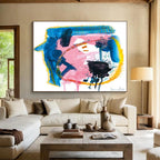 “Colorful Abstract Face - Like Shapes” - Whimsical Abstract Painting On Canvas PT117