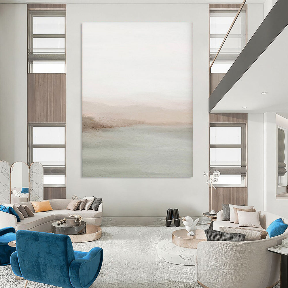 “Blush - Green Watercolor Coastal Haze” - Watercolor Painting On Canvas PT2063