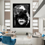 “Black & White Abstract Portrait” - Expressive Brushstrokes on a Face Painting On Canvas DS232