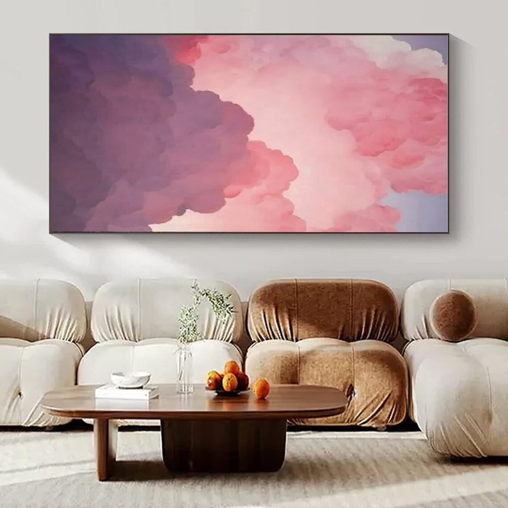 Pink, Purple, Blue with Fluffy Clouds "Dreamy Skies" Abstract Painting On Canvas PS1438