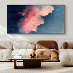 Blue, Pink, White with Cloud - like Forms "Blush Skies" Abstract Painting On Canvas PS1424
