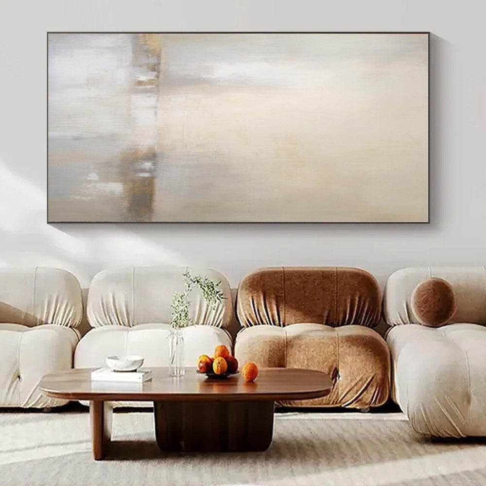 Beige, Gray, Gold with Subtle Gradients "Soft Horizons" Abstract Painting On Canvas PS1299