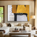 “Gold and Black Geometric Abstract” - Abstract Painting on Canvas DKS574