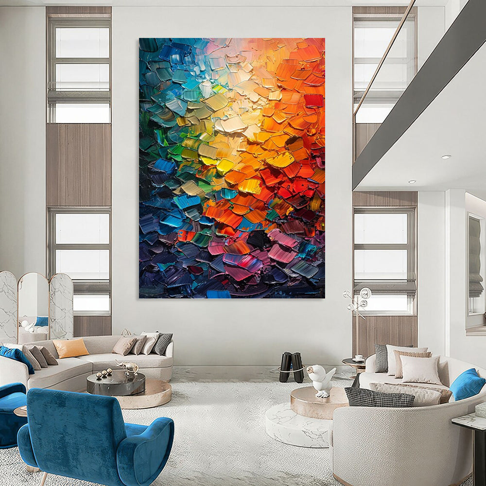 “Colorful Abstract Palette” - Abstract, Vivid - Colored Painting On Canvas PT1555