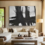“Bold Black - White Abstract Brushstrokes” - Expressionistic Abstract Painting On Canvas PS0266