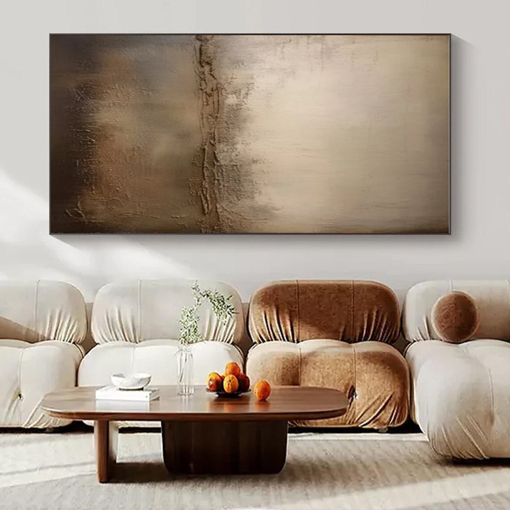 Beige, Brown with Textured Layers "Earthy Horizon" Abstract Painting On Canvas PS1467