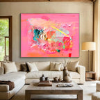 Pink - Dominant Mixed Media Abstract Painting On Canvas DKS028