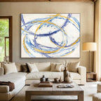 “Blue and Gold Swirl” - Abstract Expressionist Painting On Canvas DKS847