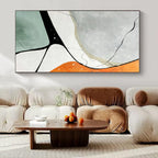 Minimalist Color Block Lines - Simple Shapes with Black Lines Painting On Canvas PS1233