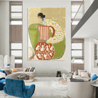 “Colorful Figure with Vessels” - Folk - Inspired Painting On Canvas PT1145