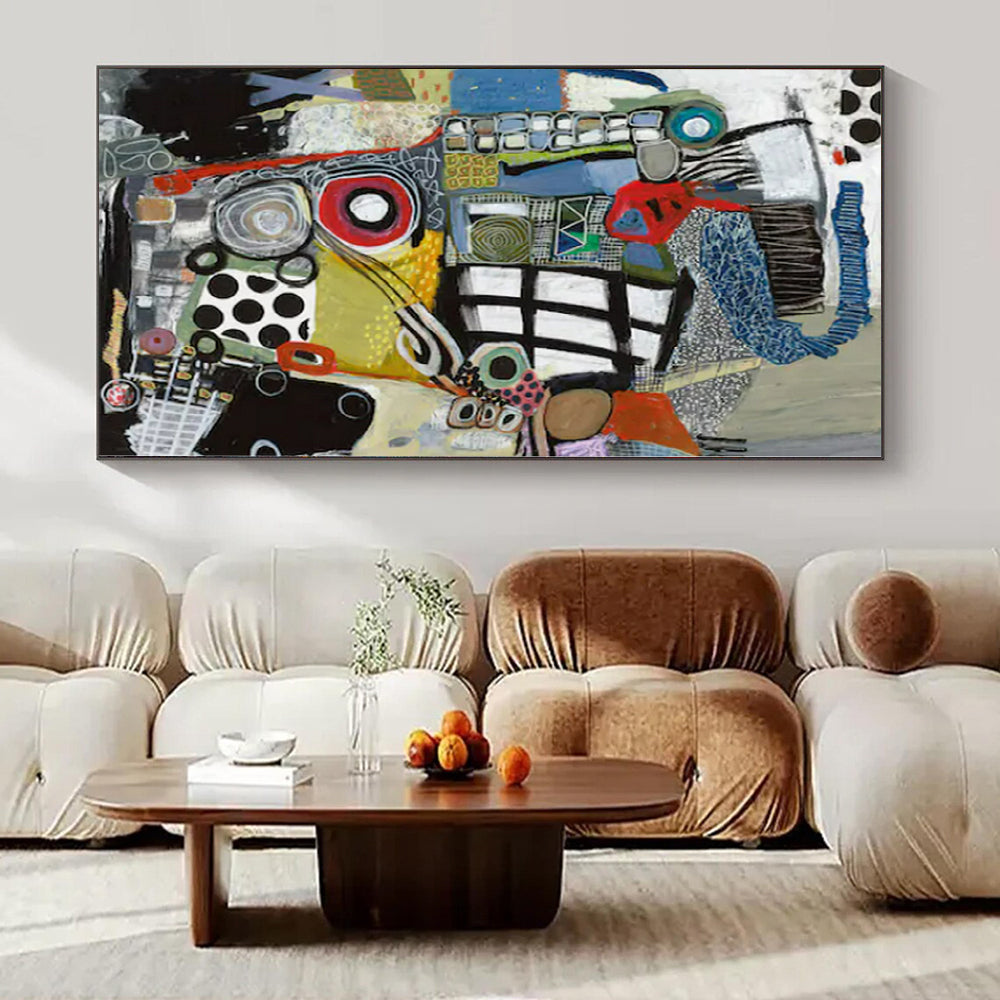 Colorful Mixed Shapes "Urban Mosaic" Vibrant Abstract Painting On Canvas PS1096