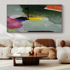 Green, Yellow, Pink, Purple with Playful Shapes "Whimsical Collage" Abstract Painting On Canvas PS1405