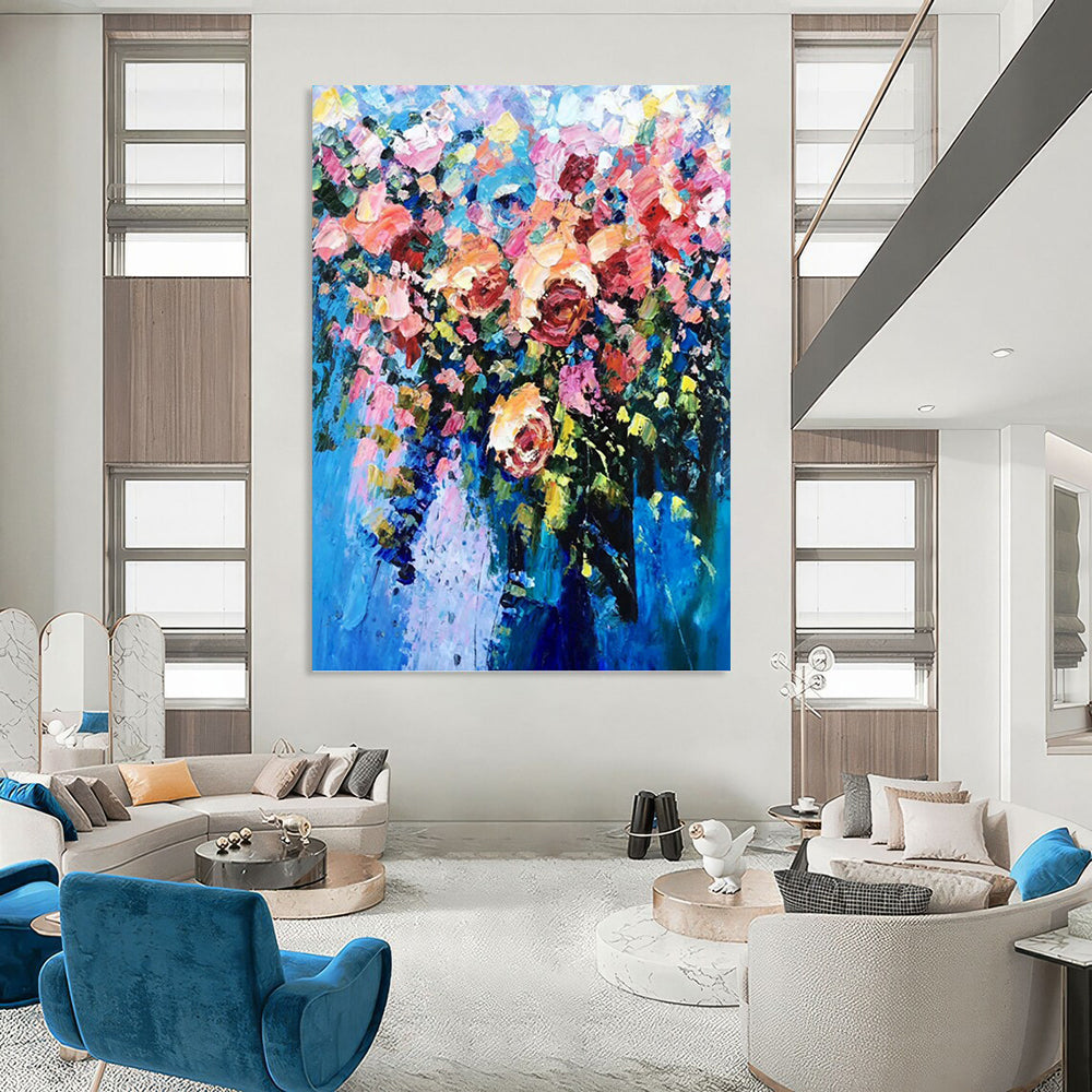 “Colorful Flower Bouquet” - Impressionist Floral Painting On Canvas PT1349