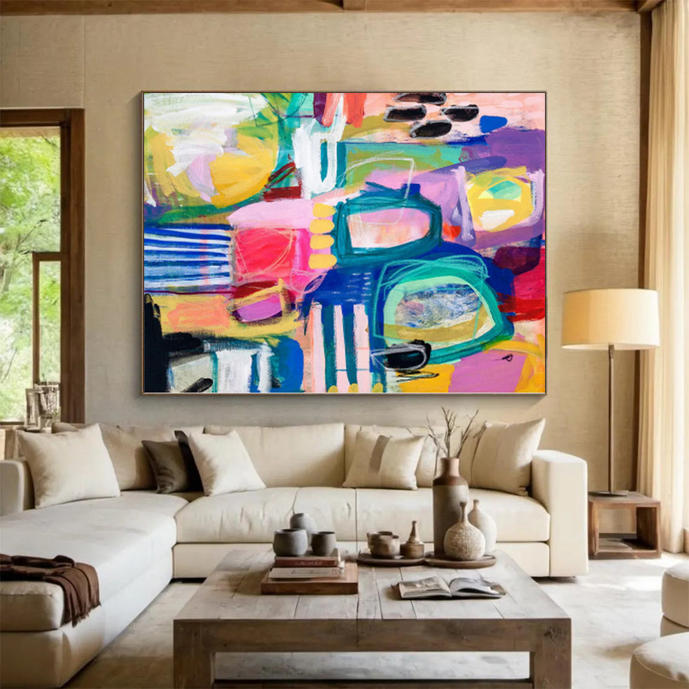 “Vibrant Abstract Mosaic” - Contemporary Abstract Painting On Canvas PS0077