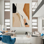 “Neutral and Black Abstract Shapes” - Abstract, Minimalist - Inspired Painting On Canvas PT1513