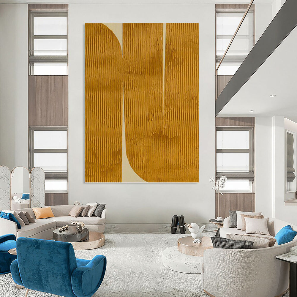 “Yellow - White Textured Abstract” - Textured Abstract Painting On Canvas PT1244