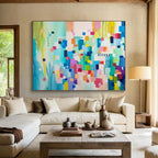 “Colorful Geometric Abstraction” - Hard - Edge Acrylic Painting on Canvas PT1497