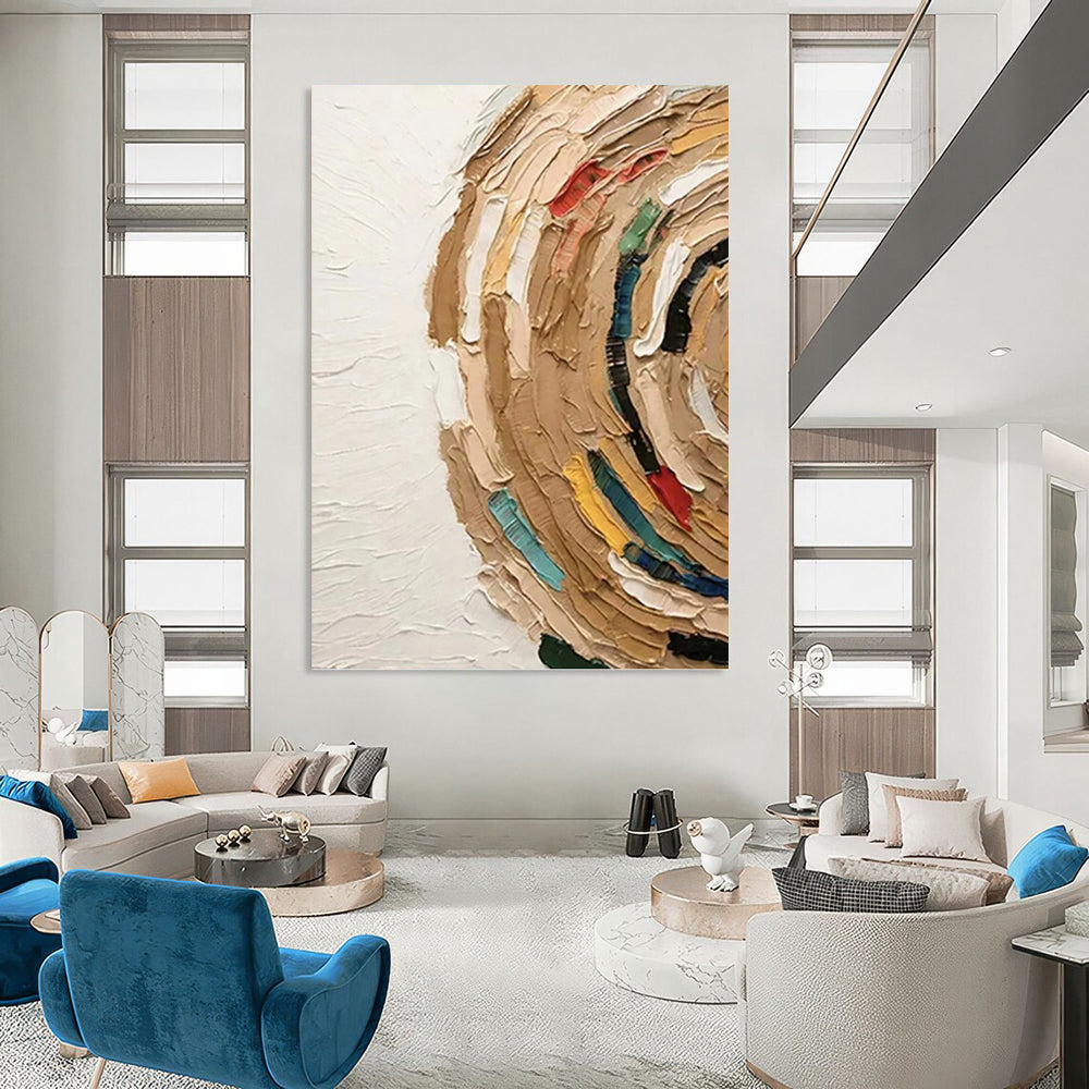 “Colorful Textured Swirl” - Impasto Abstract Painting On Canvas PT1118