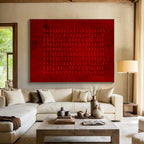 “Red Textured Grid” - Bold Red “Crimson Layers” Painting On Canvas PT1651