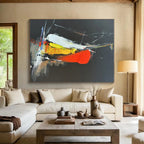Black, Red, Yellow, White Bold Strokes “Night Fiesta” - Painting On Canvas PS0812