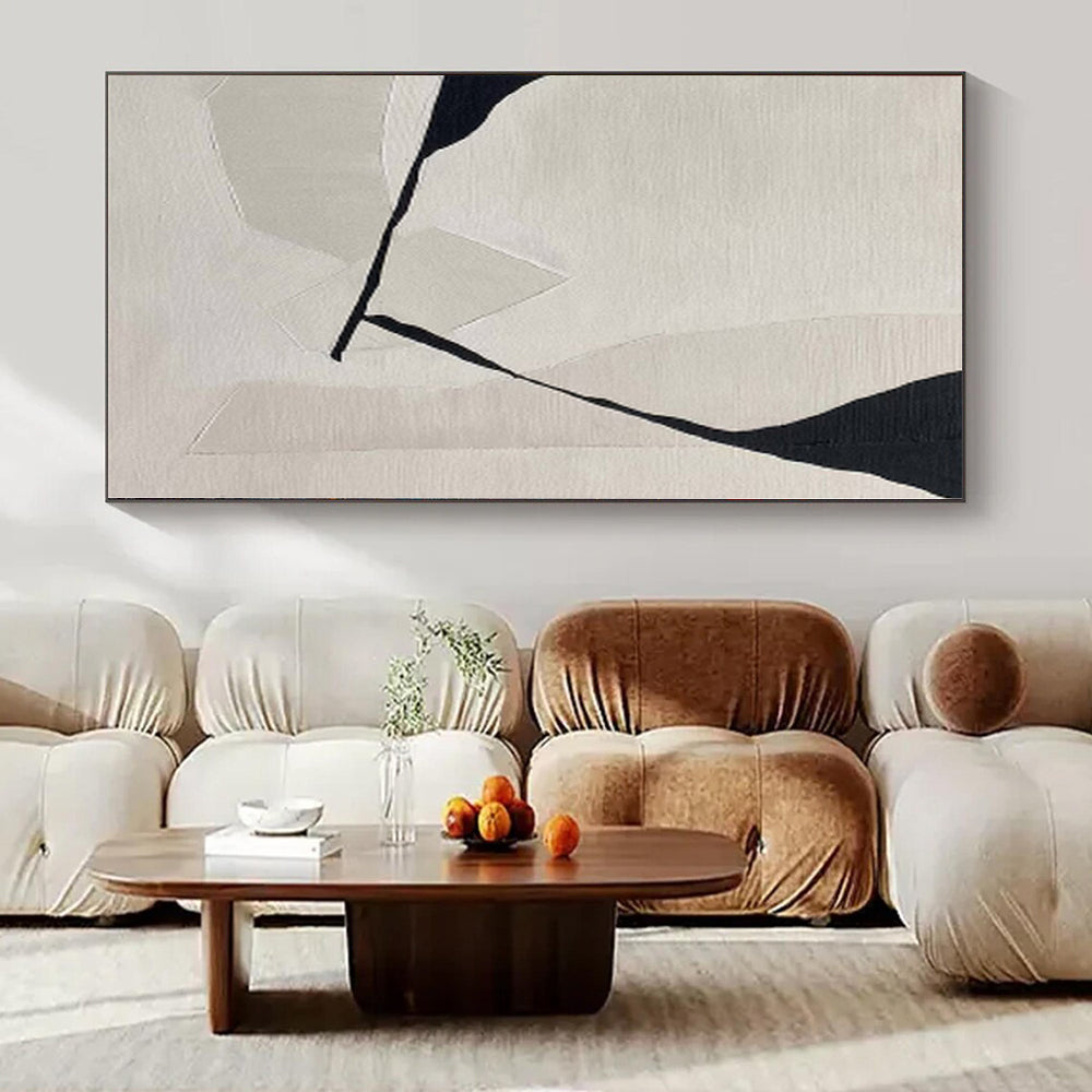 “Black - White Geometric Intersection” - Contemporary Abstract Painting On Canvas PS0147