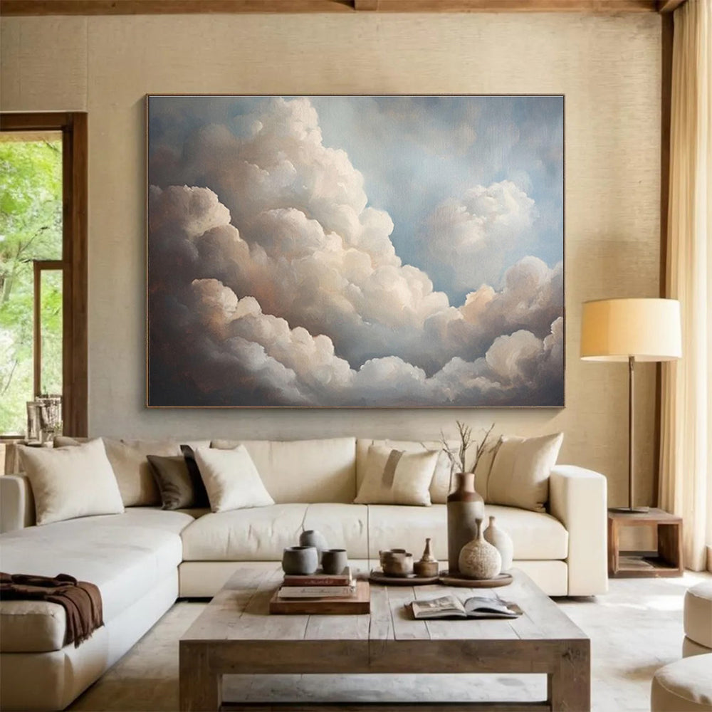 “Fluffy Clouds in Blue Sky” Landscape Painting On Canvas DKS182