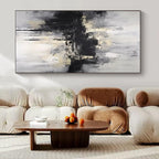Monochrome Textured Abstract, "Shadowed City" – Abstract Textured Painting On Canvas PS0919