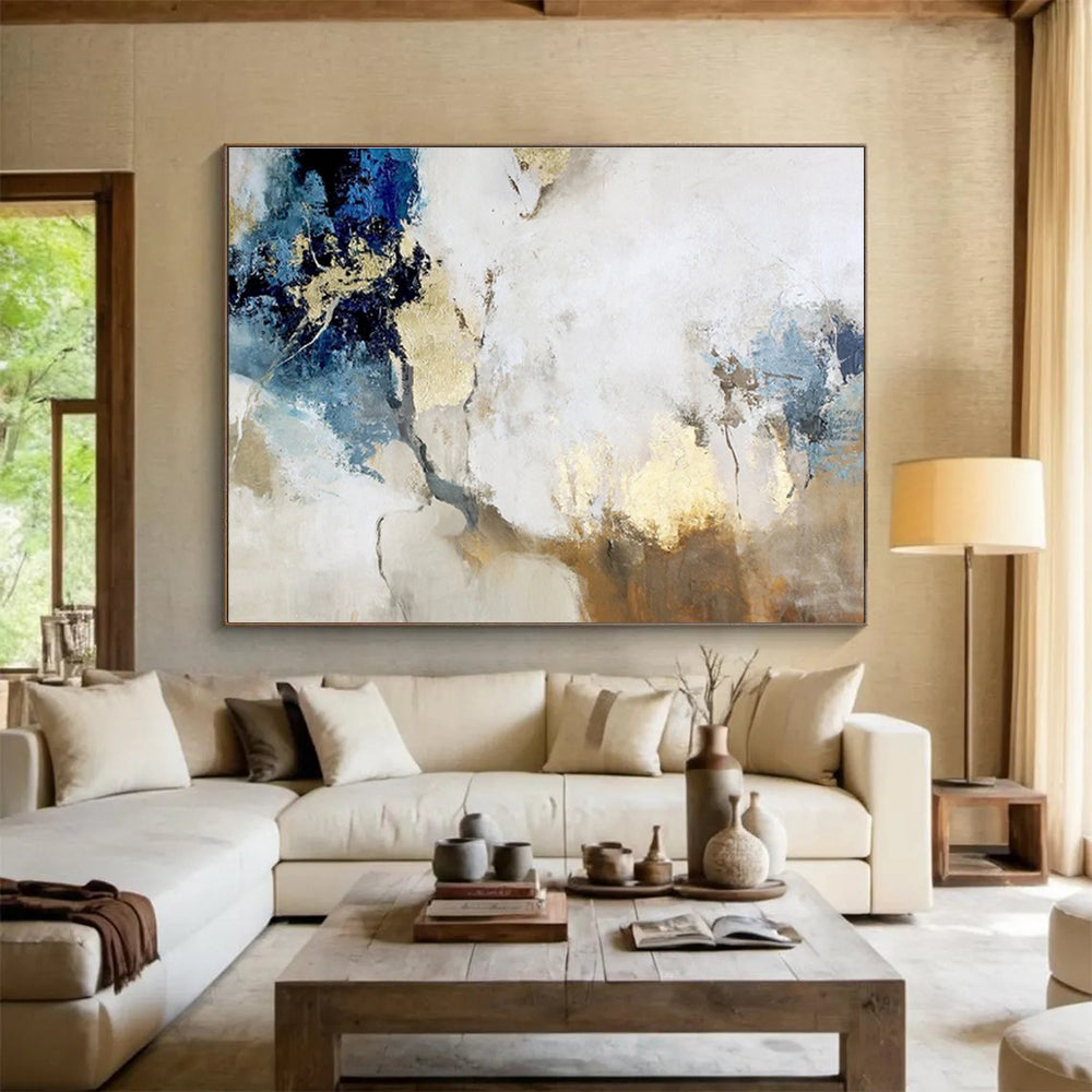 “Blue And Gold Revisited” - Abstract Painting On Canvas DKS509