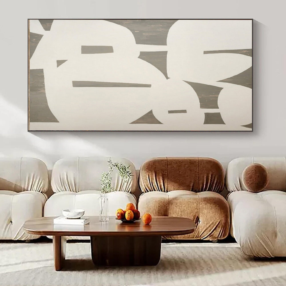 White and Gray Geometric, "Elegant Overlaps" – Geometric Abstract Painting On Canvas PS0991