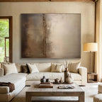 “Beige - Brown Textured Horizon” - Beige, Brown, Gray Abstract Textured Painting On Canvas PS0573