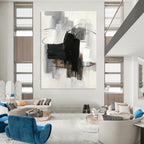 “Grey - Black Abstract Lines” - Minimalist Abstract Painting On Canvas PT1275