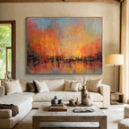 “Fiery Sunset Abstract” - Impressionistic Landscape Painting On Canvas DKS386