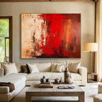 “Red - Brown Abstract Landscape” - Red, Brown Abstract Painting On Canvas PS0482