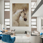 “Abstract Horse in Earth Tones” - Textured Oil Painting On Canvas PT2176