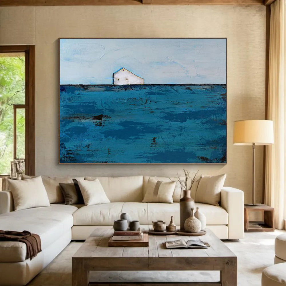 “Minimalist Sea and House” Landscape Painting DKS217