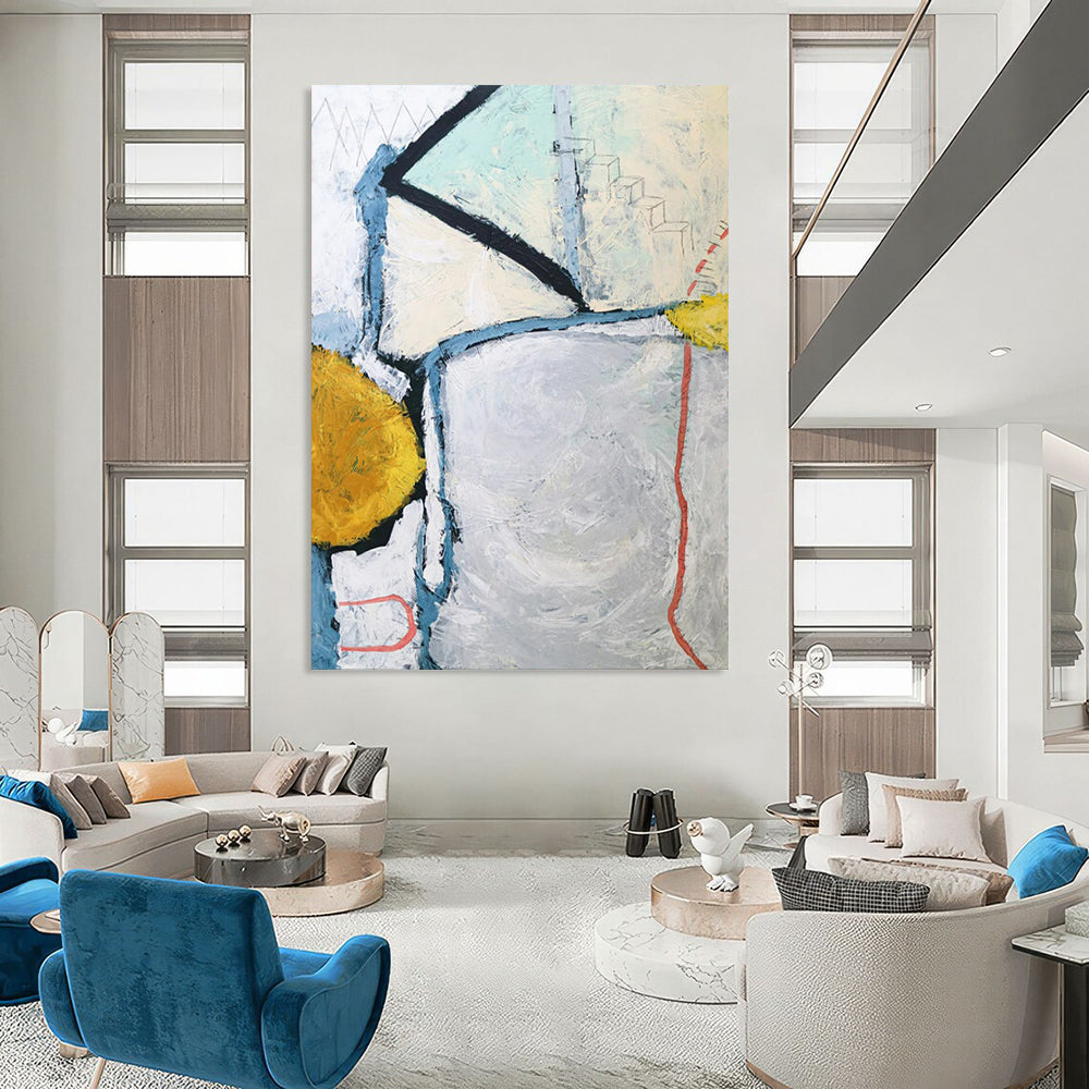 “Cool - Toned Abstract Maze” - Abstract Narrative Painting On Canvas PT2392