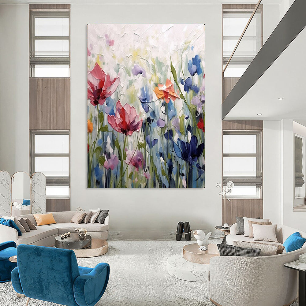 Blossom Symphony Colorful Impasto Flowers, Painting On Canvas PT2145