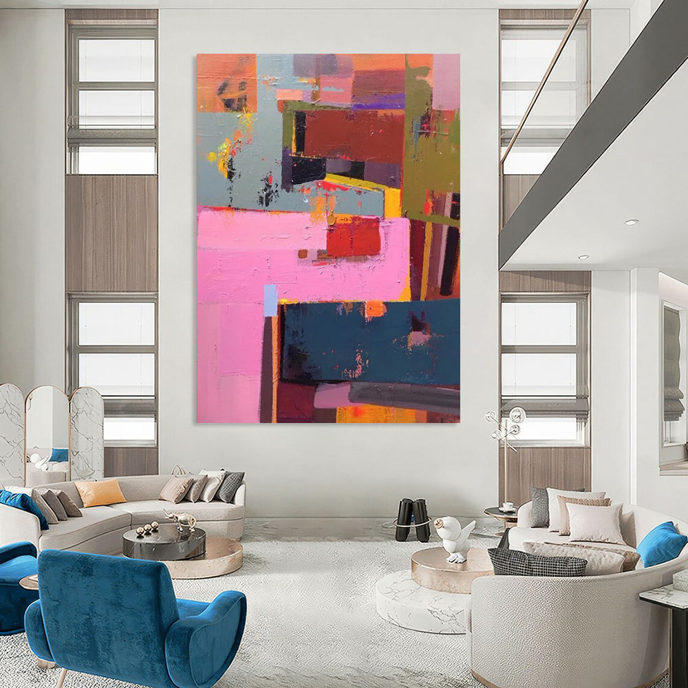 “Vibrant Color Blocks” - Cubist - Inspired Painting On Canvas DS032