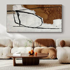 Brown, Black and White with Expressive Lines "Raw Emotion" Abstract Painting On Canvas PS1112
