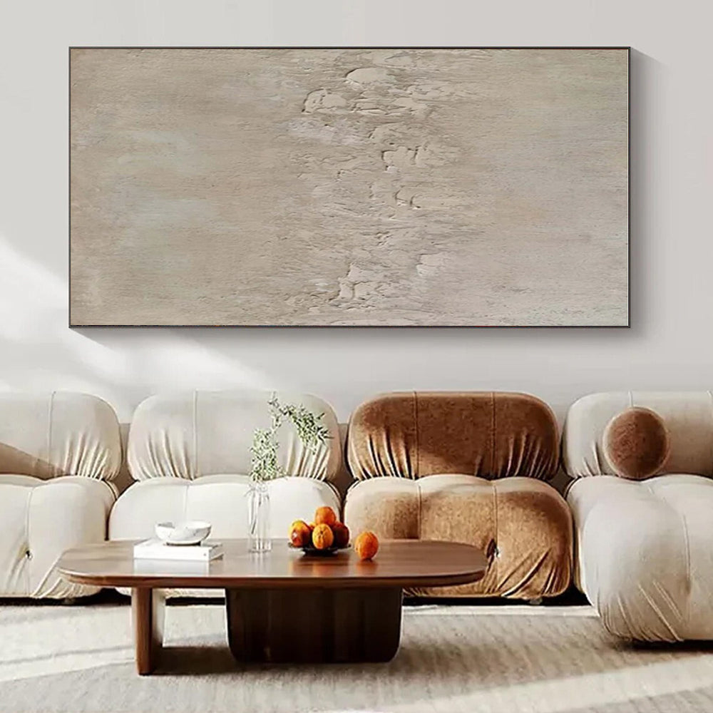 Beige with Textured Patches "Subtle Story" Abstract Painting On Canvas PS1473