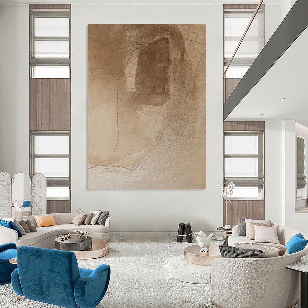 “Brown Abstract Sketch” - Abstract, Subtle - Styled Painting On Canvas PT1659