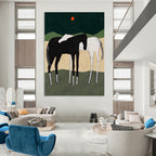“Minimalist Horses in Nature’s Hues” - Minimalist - Inspired Animal Painting On Canvas PT1412