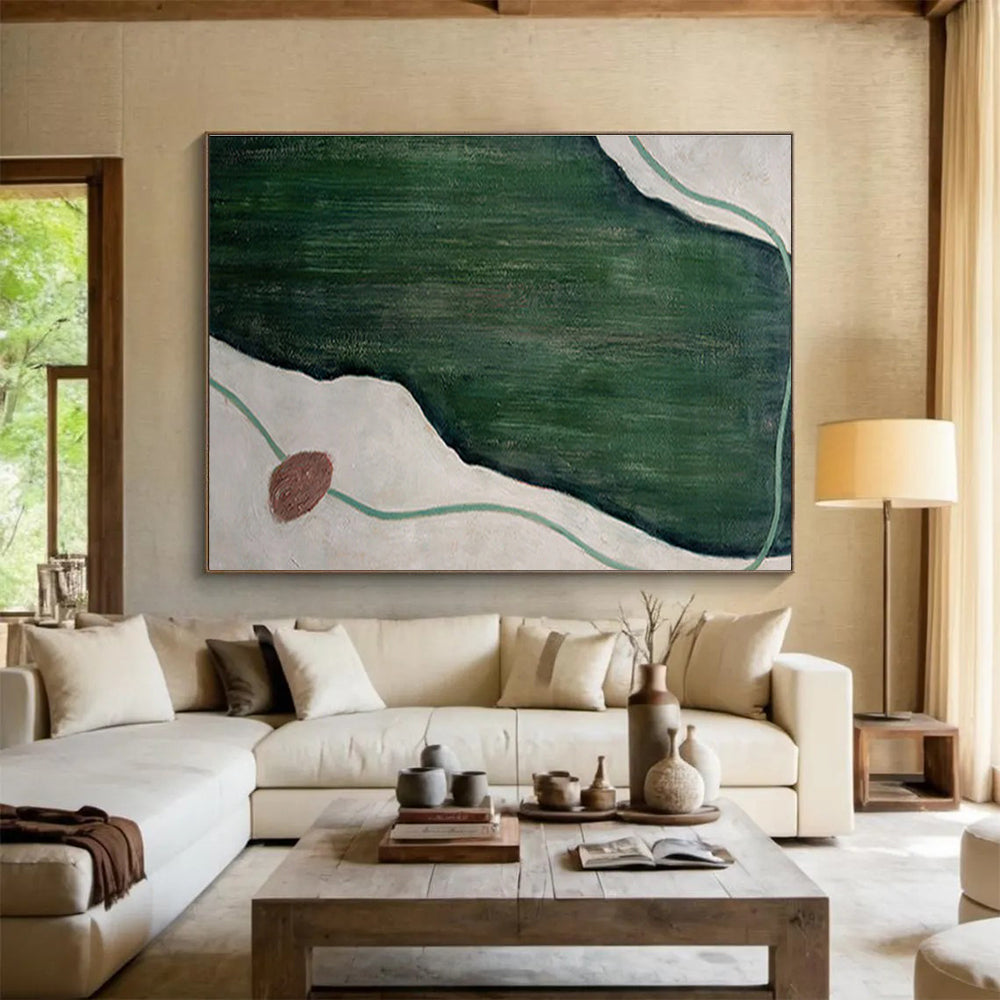 “Green and Earth - Toned Abstract” - Earth - Toned Abstract Painting, Great for Garden Room & Yoga Studio DKS610